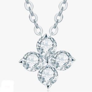 Genuine 0.70 Carat Diamond Moissanite Dainty Clover Layering Adjustable Necklace